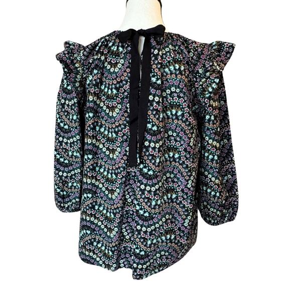 NEW LOFT Garden Dobby Tie Back Ruffle Top - Petite Large - Picture 3 of 8